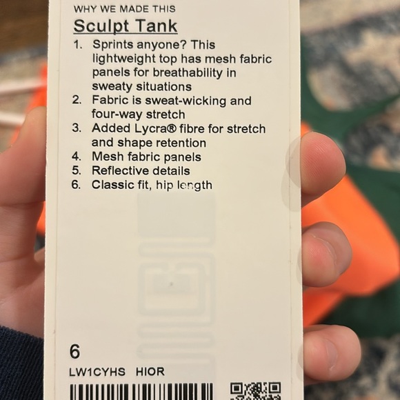 Lululemon orange sculp tank!!! size 6!!! - Picture 4 of 4